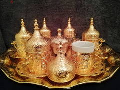 طقم قهوه عثماني لون ذهبي صناعة تركية - 3