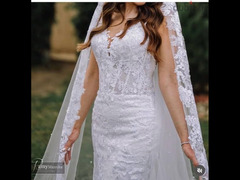 Bridal handmade dress with veil and hair piece - 1