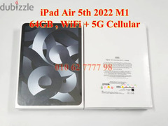 iPad Air 5th M1 2022 64GB 5G Cellular جديد متبرشم ضمان الوكيل - 1