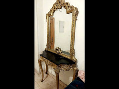 كونسول مدهب فرنساوي تحفة فنية - مرآة طويلة - برخام أسود أسباني