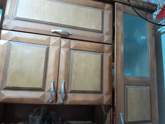 مطبخ خشب كبير استخدام بسيط بالرخامه - 1