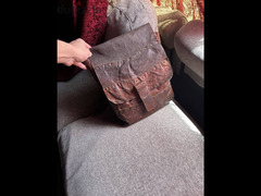 Genuine antique rare Tibetan yak skin leather backpack - 2
