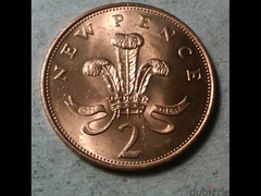 عملة برونزية قديمه 2 بنس 1971 الملكة إليزابيث الثانية - 2