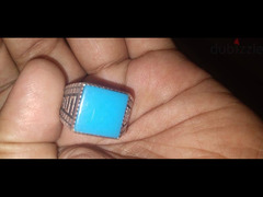 خاتم فضة 925 رجالي بس الحته الزرقاء داي بلاستيك. 10 جرام