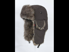 Coffee coloured plush lined fleeced trapper hat (unisex)