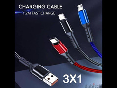 3 in 1 charge cable 1.2M fast charge - 1
