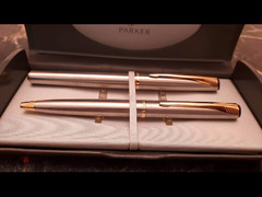 طقم أقلام ( Parker ) أصلي حبر وجاف بالعلبة الأصلية جديد لانج لم يستخدم - 5
