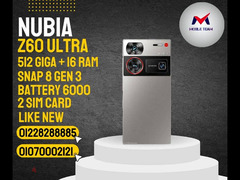Nubia Z60 Ultra 512 giga + 16 ram حالة ممتازه بكل حاجته بيع او بدل