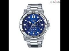 Casio Original With warranty Men Stainless Steel Analog Blue Dial Watc