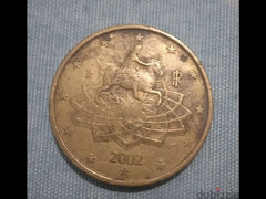 50 سنت إيطالي سنه 2002