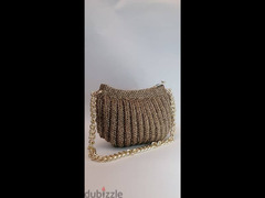 golden colored handmade crochet bag - 4