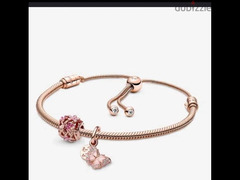 pandora 18k plated rose gold two charms and snake chain