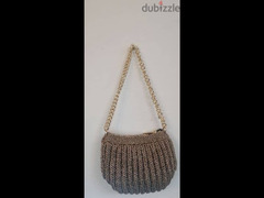 golden colored handmade crochet bag - 5