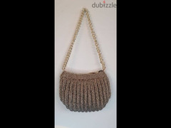 golden colored handmade crochet bag - 6
