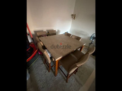 dinning table with 6 chairs square 1.35*1.35 , with marble counter top - 2