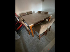 dinning table with 6 chairs square 1.35*1.35 , with marble counter top - 3