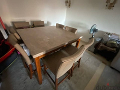 dinning table with 6 chairs square 1.35*1.35 , with marble counter top - 4