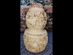 زهريه من العاج الابيض Vase made of white ivory - 3